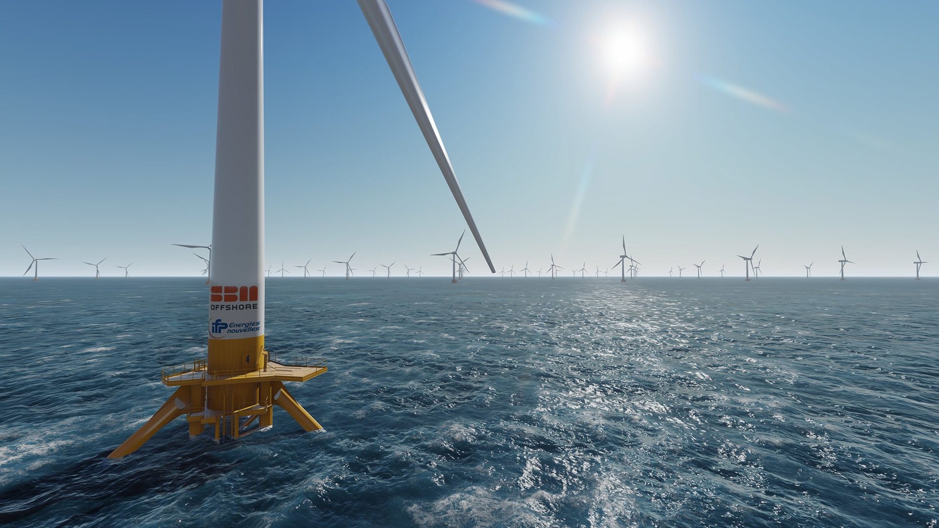 Offshore wind turbines at sea